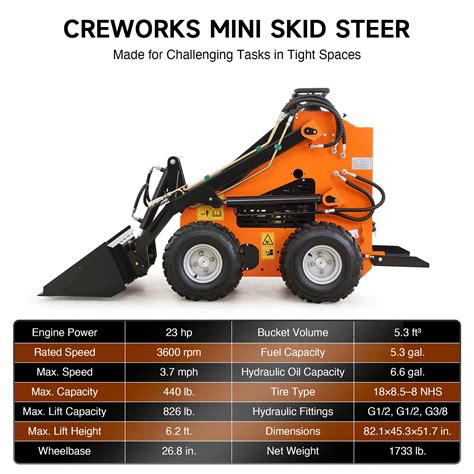 creworks mini skid steer specs